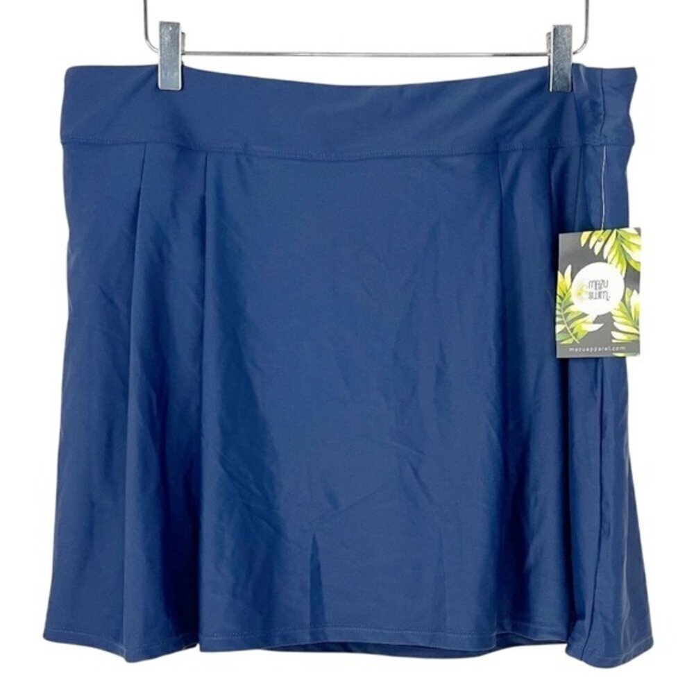 Mazu Swim Tummy Control Pleated Navy‎ Swim Skirt NWT Size 22W